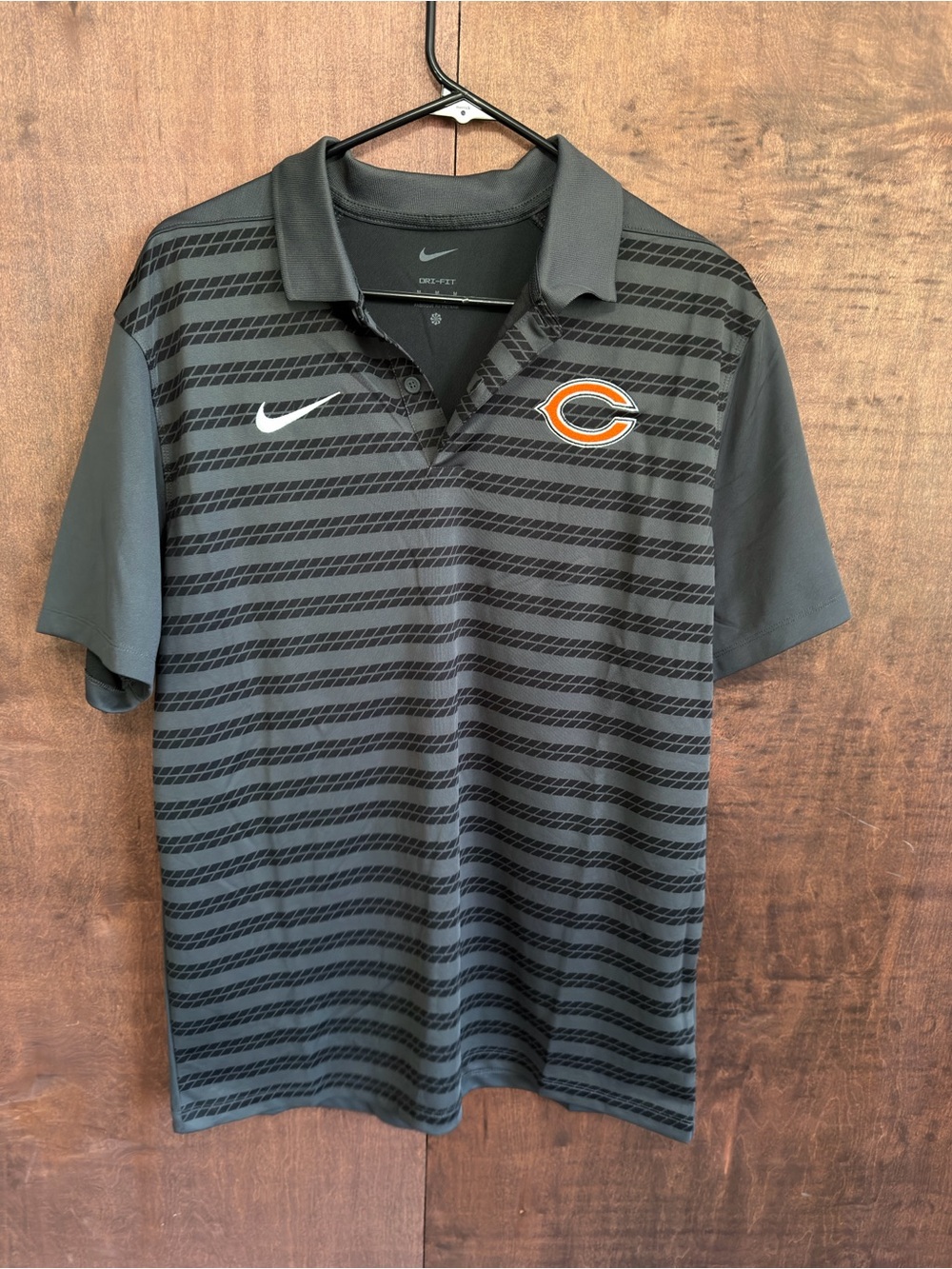 Nike Men's Black and Orange Striped Polo with Team Logo (1019)